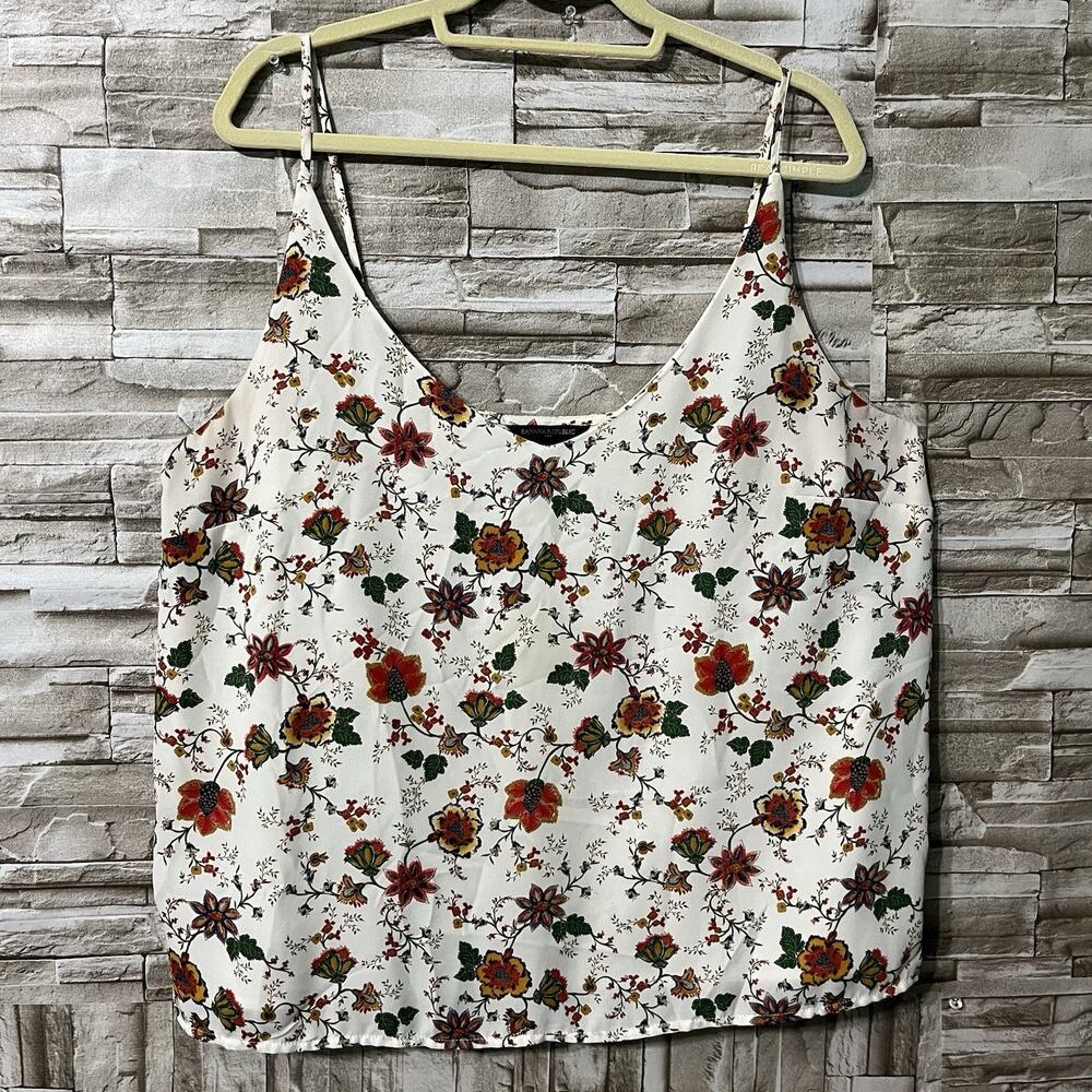 Banana Republic Tie Front Cami Cream Floral Multicolor Size XL Tank Top Blouse